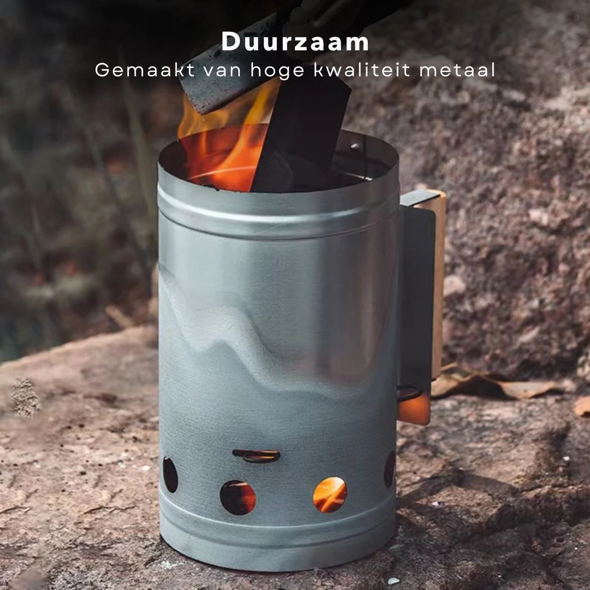 Cheqo® Briquette Starter - Charcoal Starter Metal - BBQ Starter - Barbecue Quick Starter - 27x16cm - BBQ Starter - Allume-feu - Surface Réfractaire - Manche Bois - Bouclier Thermique 6 Cheqo® Briquette Starter - Charcoal Starter Metal - BBQ Starter - Barbecue Quick Starter - 27x16cm - BBQ Starter - Allume-feu - Surface Réfractaire - Manche Bois - Bouclier Thermique – Image 6