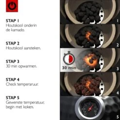 VOLT! BBQ Kamado En Céramique XL / 59 CM / 22 Pouces - Barbecue Grill Grenade 21'' 22'' - Plug & Play - Y Compris Accessoires De BBQ Kamado - Cuisine Extérieure - Barbecue à Charbon De Bois - BBQ à Oeufs - BBQ Kamado - Paroi Épaisse - Zwart -Grill Feu Maison 1200x1200 193