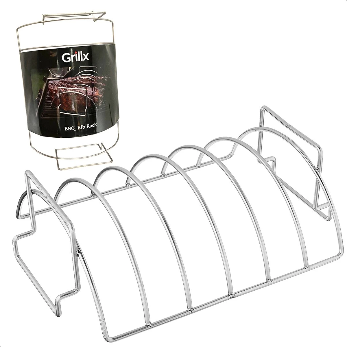 GrillX Sparerib Rack BBQ - Support Pour Côtes Levées - Grille Pour Côtes Levées Pour Barbecue - Accessoires Pour BBQ 1 GrillX Sparerib Rack BBQ - Support Pour Côtes Levées - Grille Pour Côtes Levées Pour Barbecue - Accessoires Pour BBQ
