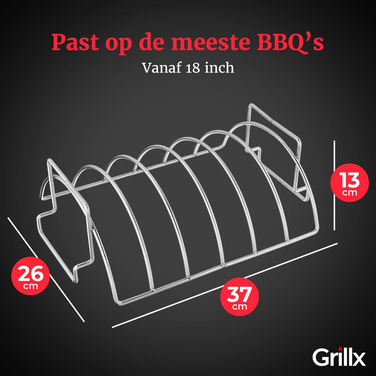 GrillX Sparerib Rack BBQ - Support Pour Côtes Levées - Grille Pour Côtes Levées Pour Barbecue - Accessoires Pour BBQ 3 GrillX Sparerib Rack BBQ - Support Pour Côtes Levées - Grille Pour Côtes Levées Pour Barbecue - Accessoires Pour BBQ – Image 3