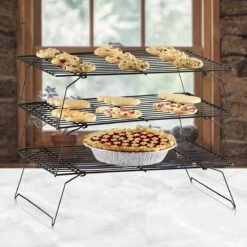 Grille De Refroidissement à 3 Niveaux, Grille à Gâteaux Empilable, Droitier, Avec Revêtement Antiadhésif, Surface De Refroidissement Extra Large Et Refroidissement Rapide, 40 X 25 Cm, 3 Niveaux -Grill Feu Maison 1200x1200 2056