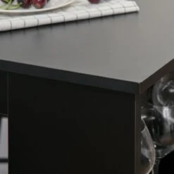 HOMCOM Table De Bar, Bureau, Table De Cuisine Avec 3 étagères, Aggloméré Noir 835-390 -Grill Feu Maison 1200x1200 2097