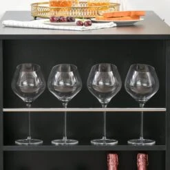 HOMCOM Table De Bar, Bureau, Table De Cuisine Avec 3 étagères, Aggloméré Noir 835-390 -Grill Feu Maison 1200x1200 2098