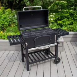 BBQ Grill XXL Fumoir Fumoir - Barbecue à Charbon De Bois De Jardin - Y Compris Housse De Pluie Brosse Métallique Espace De Rangement Pliable -Grill Feu Maison 1200x1200 223