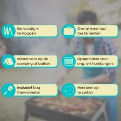 BBQ De Table Portable De Lynnz Avec Thermomètre GRATUIT - Pour Balcon Ou Camping - Barbecue à Charbon - Barbecue De Table - Barbecue - Mini - Barbecue - Grill -Grill Feu Maison 1200x1200 244