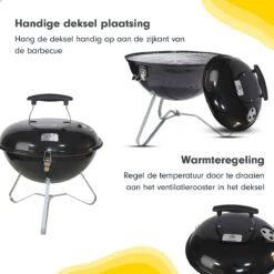AG Mini Barbecue Ø 35cm - Barbecues à Charbon - Barbecue Kogelbarbecue - Klein Et Léger - Compact - Inox - 4-6 Personnes-Barbecue Rond - Incl. Couvercle - Barbecue Passe Partout -Grille De Ventilation Pour La Régulation De L'oxygène - Zwart -Grill Feu Maison 1200x1200 254