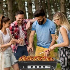 AG To- Go Barbecue Ø44 Cm - Barbecues à Charbon - Incl. Thermomètre - Température Inoxydable - Compact -Barbecue Carré - Incl. Couvercle - Barbecue Traditionnel - 6 Personnes - Partout Grille De Ventilation Pour Régulation D'oxygène - Zwart -Grill Feu Maison 1200x1200 299