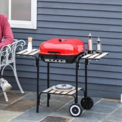 Outsunny Charcoal Grill Grill Chariot Station De Gril Gril Sur Pied Gril Avec Protection Contre Le Vent 3x étagère 846-043 -Grill Feu Maison 1200x1200 319