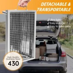 SunJas Barbecue Pique-Nique Barbecue à Charbon De Bois En Acier Inoxydable Petit Grill Barbecue De Camping Portable Grilles Amovibles Pour Fête De Jardin En Outdoor Etc (40 X 28 X 21,5 Cm) -Grill Feu Maison 1200x1200 330