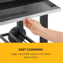 Klarstein à Charbon Klarstein Meat Machine 45 X 32,5 Cm, Thermomètre, Roues, Deux Tables D'appoint Pratiques En Bois De 25 X 19 Cm, Noir -Grill Feu Maison 1200x1200 349