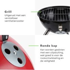 Cheqo® Kogelbarbecue - BBQ à Charbon De Bois - Barbecue - Barbecue De Table - Rouge - Ø 32cm - Surface De Cuisson 30cm - Grille De Ventilation Réglable - Capot Rond Verrouillable 10 Cheqo® Kogelbarbecue - BBQ à Charbon De Bois - Barbecue - Barbecue De Table - Rouge - Ø 32cm - Surface De Cuisson 30cm - Grille De Ventilation Réglable - Capot Rond Verrouillable -Grill Feu Maison 1200x1200 355