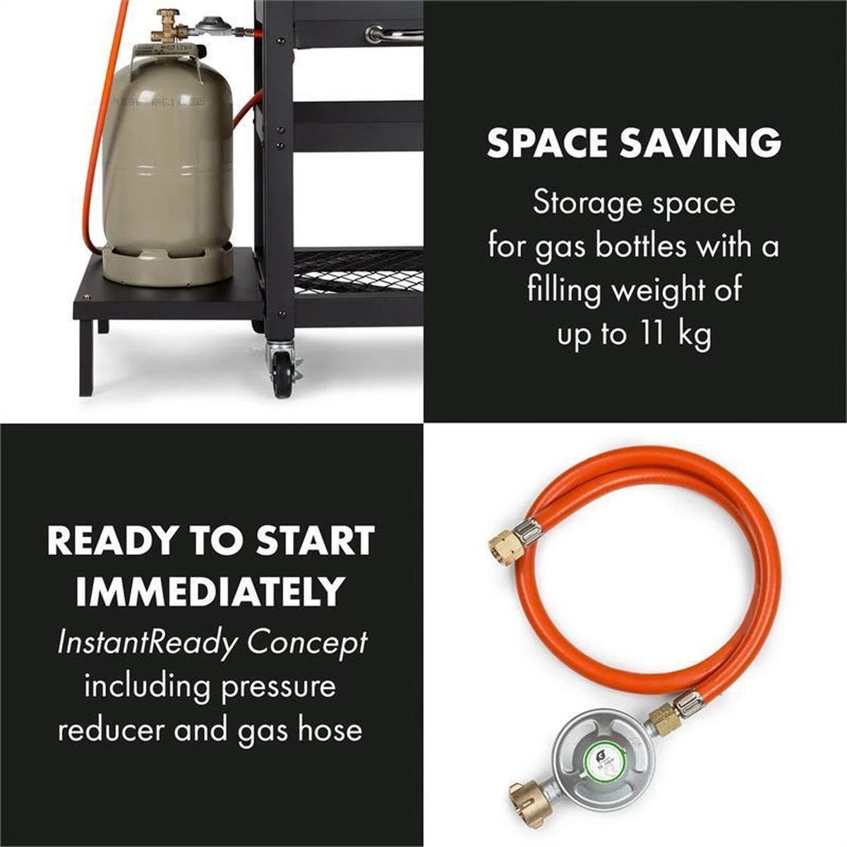 Klarstein Kingsville Double - Combi Fumoir à Charbon & Barbecue à Gaz 13,5kW - 3+1 Brûleurs - 2 Surfaces De Barbecue En Fonte 4 Klarstein Kingsville Double - Combi Fumoir à Charbon & Barbecue à Gaz 13,5kW - 3+1 Brûleurs - 2 Surfaces De Barbecue En Fonte – Image 4