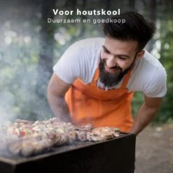 Barbecue à Charbon Cheqo® - Barbecue à Charbon De Bois - BBQ - Demi-cylindre - 88x50xH72cm - Surface De Gril 60x29cm - Revêtement En Poudre Zwart - 6600g - Titre Par Défaut -Grill Feu Maison 1200x1200 368