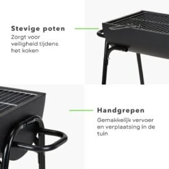 Barbecue à Charbon Cheqo® - Barbecue à Charbon De Bois - BBQ - Demi-cylindre - 88x50xH72cm - Surface De Gril 60x29cm - Revêtement En Poudre Zwart - 6600g - Titre Par Défaut -Grill Feu Maison 1200x1200 369