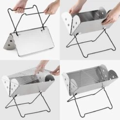 BBQ Pliable Navaris Avec Sac De Transport - Mini Barbecue 35x26,5x24,5 Cm - Grille En Acier Inoxydable - Pour L'extérieur -Grill Feu Maison 1200x1200 373