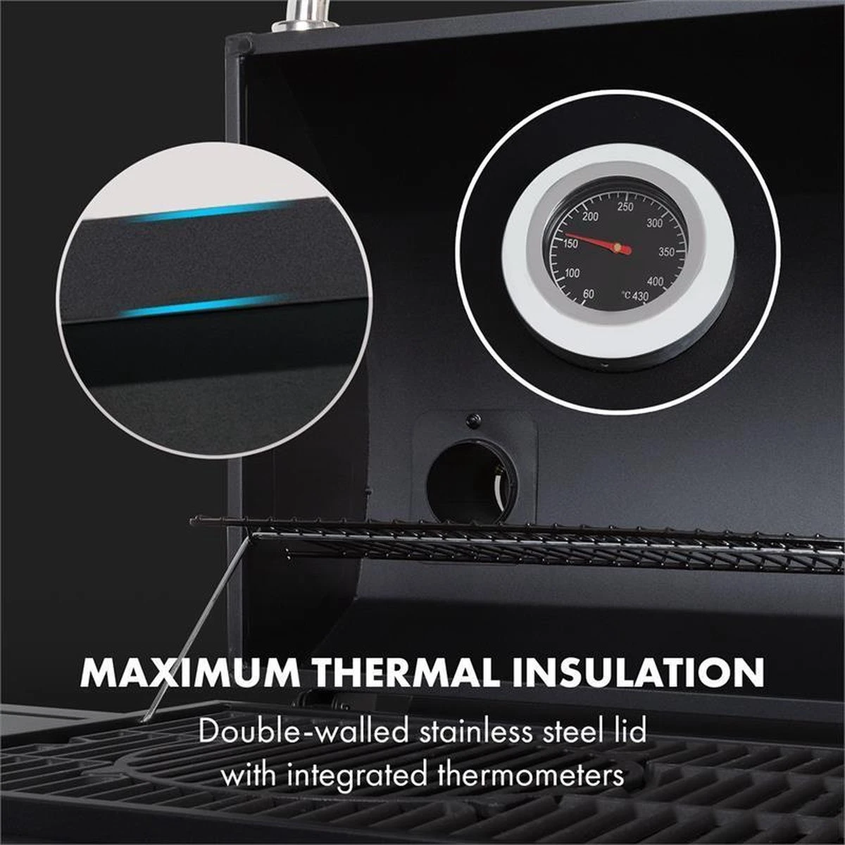 Klarstein Kingsville Double - Combi Fumoir à Charbon & Barbecue à Gaz 13,5kW - 3+1 Brûleurs - 2 Surfaces De Barbecue En Fonte 7 Klarstein Kingsville Double - Combi Fumoir à Charbon & Barbecue à Gaz 13,5kW - 3+1 Brûleurs - 2 Surfaces De Barbecue En Fonte – Image 7