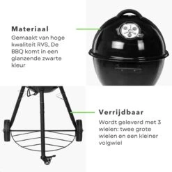 Cheqo® Luxe Charbon De Bois BBQ - Barbecue à Charbon - Barbecue - Ø48cm - Surface De Cuisson 44,5cm - Grille De Rangement - Mobile - Grille De Ventilation - Hauteur 93cm - Poids 8,4kg -Grill Feu Maison 1200x1200 414