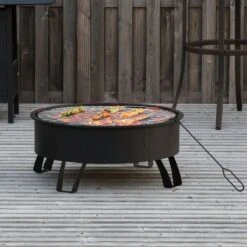 Bol à Feu D'extérieur Outsunny Avec Grille De Cuisson Avec Couvercle Feu Poker Jardin Feu De Camp Patio 842-177 -Grill Feu Maison 1200x1200 416