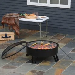 Bol à Feu D'extérieur Outsunny Avec Grille De Cuisson Avec Couvercle Feu Poker Jardin Feu De Camp Patio 842-177 -Grill Feu Maison 1200x1200 418