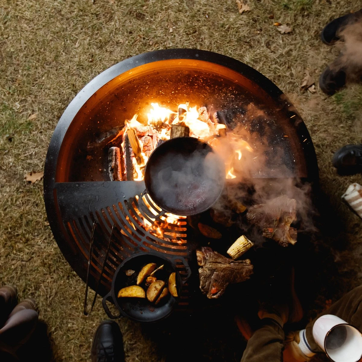 Ahos 850 Barbecue Cheminée Brasero - Anneau De Grill - Y Compris Plancha, Grille De Grille Et Support De Pot - Diamètre 80 Cm - Acier 6 Ahos 850 Barbecue Cheminée Brasero - Anneau De Grill - Y Compris Plancha, Grille De Grille Et Support De Pot - Diamètre 80 Cm - Acier – Image 6