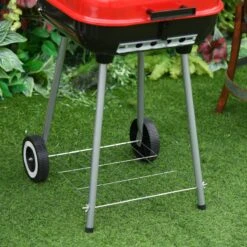 Barbecue à Charbon Outsunny Sur Roulettes Barbecue Chariot Boule Barbecue Grill Avec Couvercle BBQ Métal Rouge 01-0569 -Grill Feu Maison 1200x1200 460