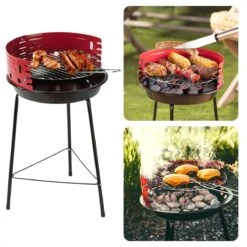 BBQ Portable Cheqo® - Barbecue Portable - Perfect Pour Le Camping - Grill - Diamètre 33 Cm - Hauteur De Cuisson 43 Cm - Construction Légère - Assemblage Facile