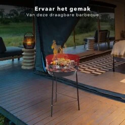 BBQ Portable Cheqo® - Barbecue Portable - Perfect Pour Le Camping - Grill - Diamètre 33 Cm - Hauteur De Cuisson 43 Cm - Construction Légère - Assemblage Facile -Grill Feu Maison 1200x1200 495