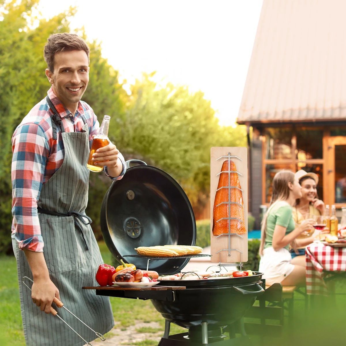 Relaxdays Planche à Fumer Barbecue Saumon - Support Droit - Planche à Saumon Finlandaise - Planche Barbecue - Bois De Hêtre 5 Relaxdays Planche à Fumer Barbecue Saumon - Support Droit - Planche à Saumon Finlandaise - Planche Barbecue - Bois De Hêtre – Image 5