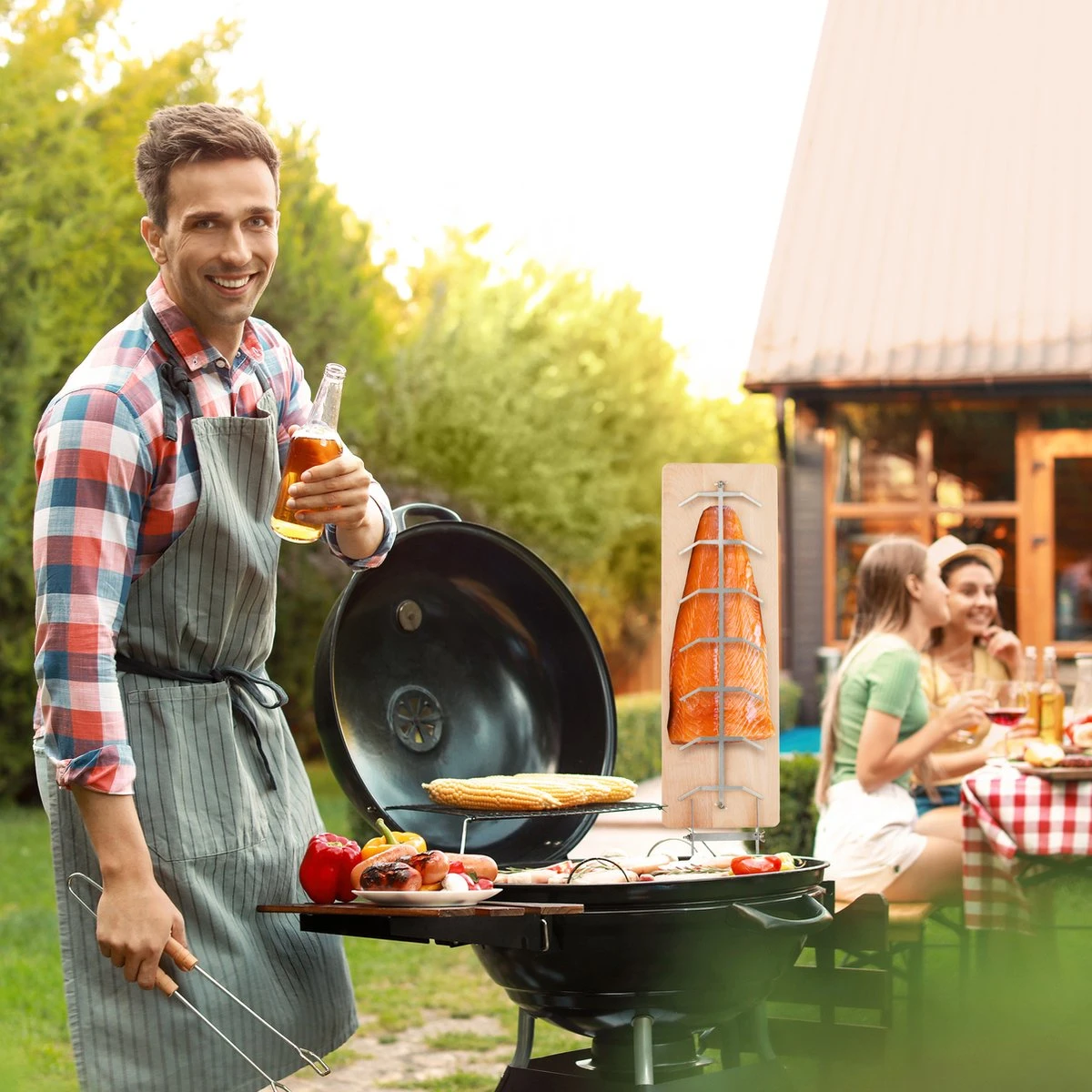 Relaxdays Planche à Fumer Barbecue Saumon - Avec Support - Planche à Saumon Finlandaise - Planche Barbecue - Bois De Hêtre 7 Relaxdays Planche à Fumer Barbecue Saumon - Avec Support - Planche à Saumon Finlandaise - Planche Barbecue - Bois De Hêtre – Image 7