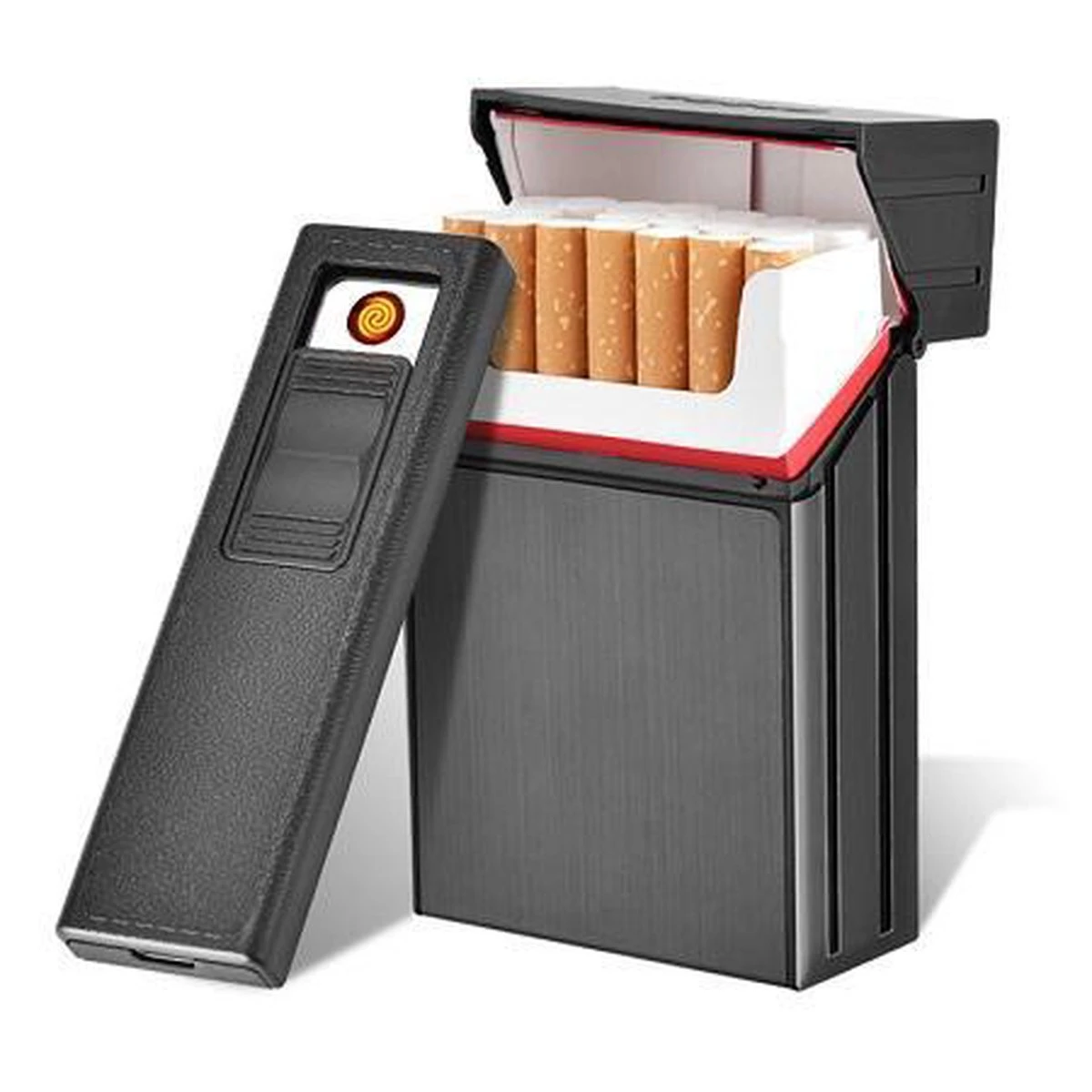 Boîte Porte-cigarettes Avec Briquet USB Rechargeable électronique, Sans Flamme, Coupe-vent, Couleur Argent, Pour 20 Cigarettes 5 Boîte Porte-cigarettes Avec Briquet USB Rechargeable électronique, Sans Flamme, Coupe-vent, Couleur Argent, Pour 20 Cigarettes – Image 5