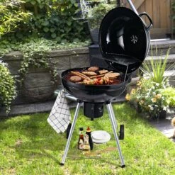 Outsunny Gril Chariot Charbon De Bois Pique-nique Gril Barbecue Avec Récupérateur De Cendres Métal Rond 846-021 -Grill Feu Maison 1200x1200 70