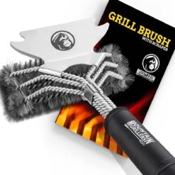 Brosse à Gril Mountain Grillers Avec Poils Robustes Et Grattoir Pointu - Cette Brosse Métallique Pour Gril Nettoie Les Grilles Métalliques Sans Les Endommager.