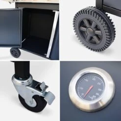 Barbecue à Gaz Bazin 4 Anthracite 4 Brûleurs 1 Brûleur Latéral Avec étagères Latérales Et Thermomètre - Connexion Gaz G1 2 F15-21 Incluse. -Grill Feu Maison 1200x1200 75