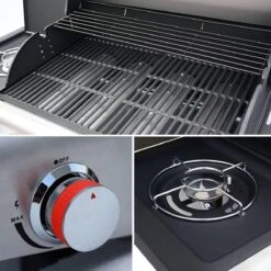 Barbecue à Gaz Bazin 4 Anthracite 4 Brûleurs 1 Brûleur Latéral Avec étagères Latérales Et Thermomètre - Connexion Gaz G1 2 F15-21 Incluse. -Grill Feu Maison 1200x1200 76