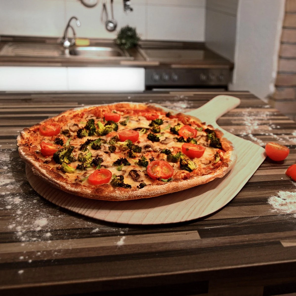 Relaxdays 2 X Pelle à Pizza Bois - Spatule à Pizza - Cuillère à Pain - Cuillère à Pizza - Ronde - Marron 2 Relaxdays 2 X Pelle à Pizza Bois - Spatule à Pizza - Cuillère à Pain - Cuillère à Pizza - Ronde - Marron – Image 2