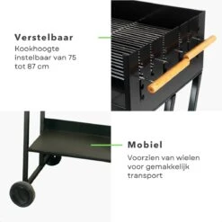 BBQ Rectangulaire Cheqo® - Barbecue Sur Roues - Charbon De Bois - 82x47x90cm - Hauteur De Cuisson Réglable 75-87cm - Surface De Cuisson 59x41cm - Avec Paravent - Mobile 11 BBQ Rectangulaire Cheqo® - Barbecue Sur Roues - Charbon De Bois - 82x47x90cm - Hauteur De Cuisson Réglable 75-87cm - Surface De Cuisson 59x41cm - Avec Paravent - Mobile -Grill Feu Maison 1200x1200 81