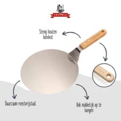 Krumble Pizzascoop - Rond En Acier Inoxydable - Pour Barbecue Ou Four - Pizzaspatch - Poignée En Bois - ø25,5cm De Diamètre -Grill Feu Maison 1200x1200 876