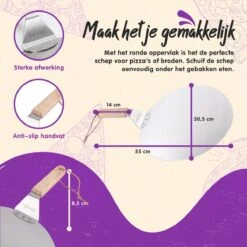 Pelle à Pizza Ronde En Acier Inoxydable Pour BBQ Et Four - Manche En Bois - Spatule à Pizza - Pelle à Pizza - Pelle à Gâteau - Spatule -Grill Feu Maison 1200x1200 912