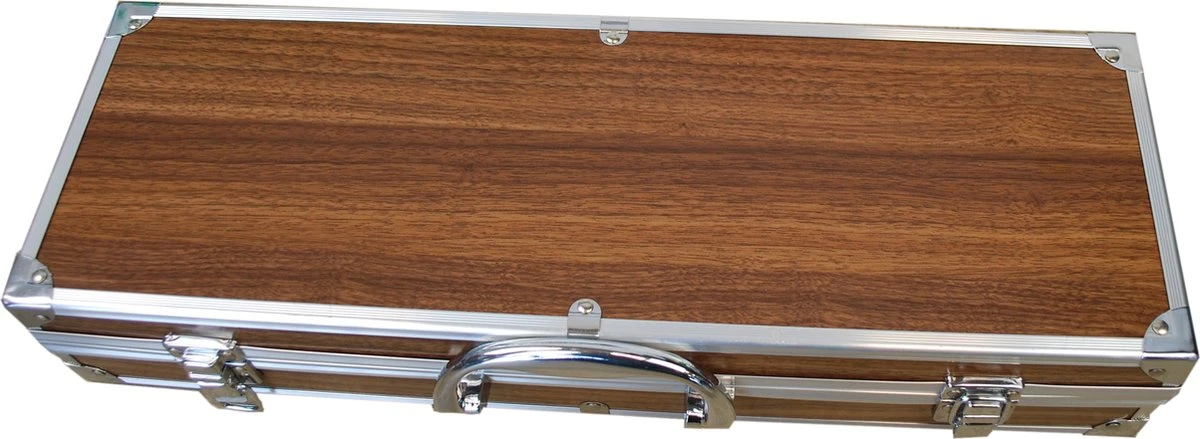 S LUXURY BBQ Set/4, Ensemble D'outils Pour Barbecue Pinces, Spatule, Fourchette, Couteau En Acier Inoxydable Avec Manche En Bois De Noyer Huilé Dans Un étui De Luxe 2 S LUXURY BBQ Set/4, Ensemble D'outils Pour Barbecue Pinces, Spatule, Fourchette, Couteau En Acier Inoxydable Avec Manche En Bois De Noyer Huilé Dans Un étui De Luxe – Image 2