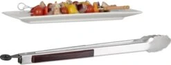 Relaxdays Pinces De Cuisine En Acier Inoxydable - Pinces à Barbecue - Manche En Bois - Pinces à Servir - Pinces à Grillades - 38 Cm -Grill Feu Maison 1200x459