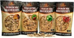 BBQ-Toro Smoke Chips Set, 4 Types De Smoke Chips De 400 G, Copeaux De Fumée à Forte Intensité De Fumée 100 % Bois, Copeaux De Gril Pour Gril à Gaz, Fumeur, BBQ