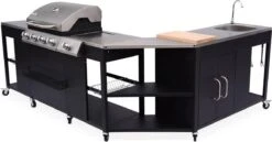 Barbecue à Gaz Rochefort 5 Brûleurs évier Planche à Découper Batterie De Cuisine Plan De Travail Et Thermomètre - Raccordement Au Gaz G1 2 F15-21 -Grill Feu Maison 1200x626