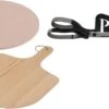 Set De Cuisson à Pizza Pierre à Pizza 33 Cm Avec Pelle En Bois - Avec Ciseaux à Pizza Noirs 30 Cm - BBQ/ Four