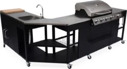 Barbecue à Gaz Rochefort 5 Brûleurs évier Planche à Découper Batterie De Cuisine Plan De Travail Et Thermomètre - Raccordement Au Gaz G1 2 F15-21 -Grill Feu Maison 1200x654