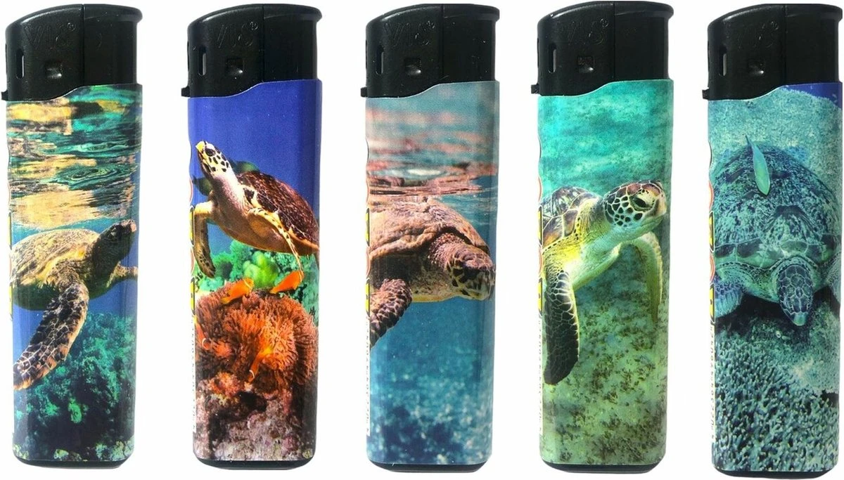 100x Briquets Rechargeables - Unilite - Briquet Clic De Haute Qualité - Avec Tortues Et Imprimé Océan - Avec 2x Bouteilles De Gaz 7 100x Briquets Rechargeables - Unilite - Briquet Clic De Haute Qualité - Avec Tortues Et Imprimé Océan - Avec 2x Bouteilles De Gaz – Image 7