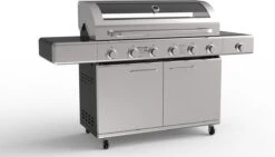 Paralux - Barbecue à Gaz 6 Brûleurs - Acier Inoxydable Avec Grilles En Fonte - Incl. Brûleur Latéral Et Plaque De Cuisson En Fonte