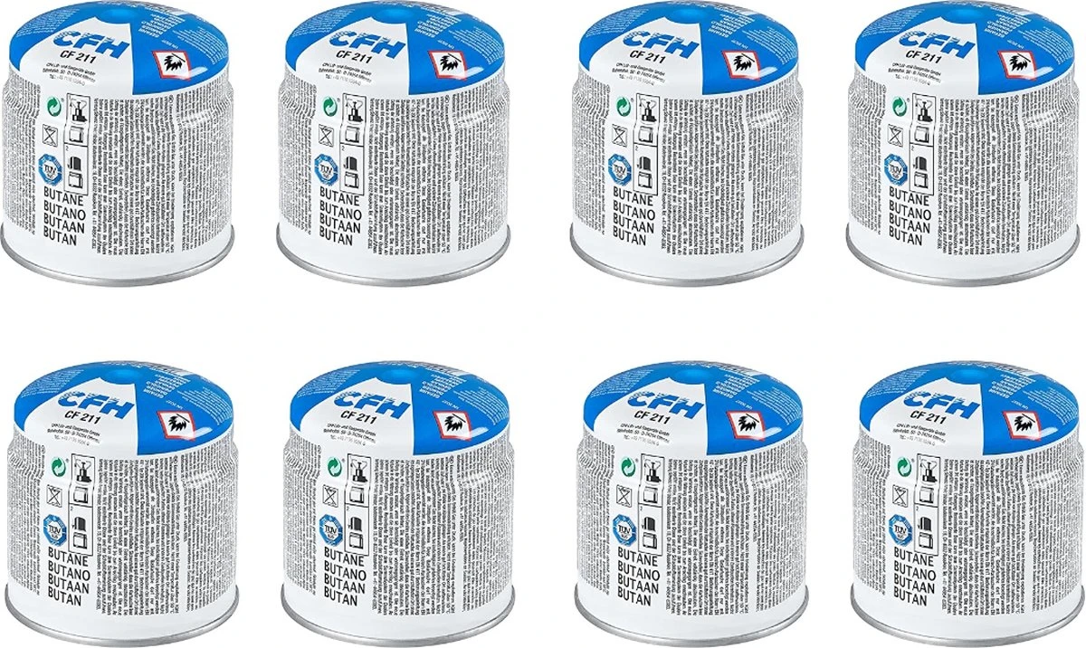CFH Recharge Pour Piqûre De Gaz - Cartouche De Gaz Butane - 190 G - 8 Pcs. 1 CFH Recharge Pour Piqûre De Gaz - Cartouche De Gaz Butane - 190 G - 8 Pcs.