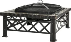 Outsunny 3-en-1 Brasero Brasero Avec Grille De Protection Contre Les étincelles Barbecue De Jardin Noir 842-170