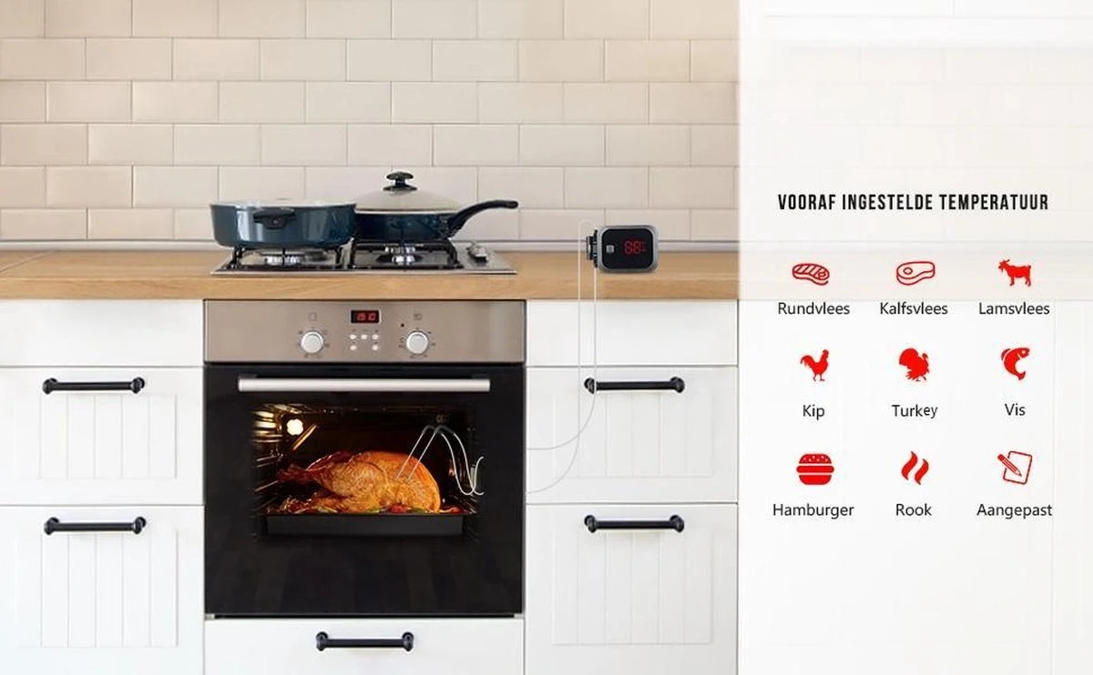 Thermomètre Sans Fil Pour Barbecue Avec Application - Température Centrale Bluetooth - Sans Fil - Grill - Fumeur - Thermomètre à Viande - Barbecue 6 Thermomètre Sans Fil Pour Barbecue Avec Application - Température Centrale Bluetooth - Sans Fil - Grill - Fumeur - Thermomètre à Viande - Barbecue – Image 6