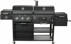 Barbecue Combiné El Fuego Arizona - Barbecue - Bbq - Zwart - Grille De Cuisson En Fonte Et Acier Chromé - 83 Kg - Dimensions Environ 203 X 127 X 60 Cm -Grill Feu Maison 1200x746